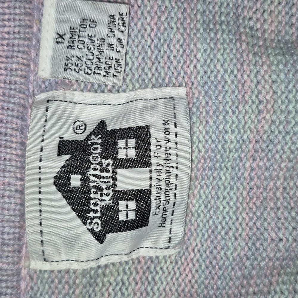Vintage Storybook Knits Pastel Sequin Cardy..size 1x - Picture 2 of 7